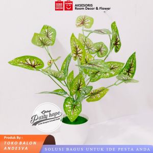 Tanaman Artificial Keladi Merah / Tanaman Hias daun Bunga Keladi merah