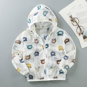 Jaket Bayi & Anak-Anak Pelindung Sinar Matahari Bahan Halus Mudah Dicuci Topi Jacket Musim Panas Laki-Laki & Perempuan Import