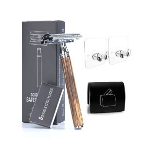 Vintage Shaver Stainless Steel Double Edge Safety Razor Set Shaving Tool Natural Bamboo Handle Manual Safety Razor Blade Shaver