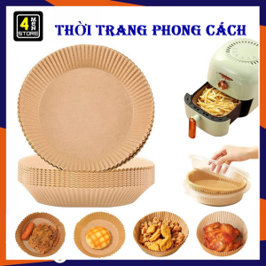 Set 50 Miếng Giấy Lót Nồi Chiên Không Dầu Hình Khuôn Bánh Loại Lớn Chống Dính - Giấy nến vàng chịu nhiệt giấy Nướng lót nồi chiên chống