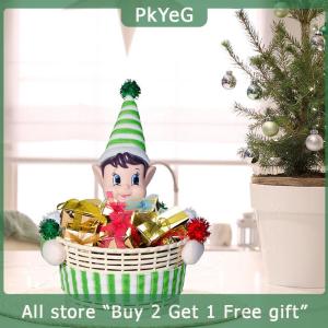 [COD] PkYeG KITCHEN Christmas Decorations Christmas Elf Candy Basket Snack Box Red And Green Christmas Elf Candy Jar Home Decorations