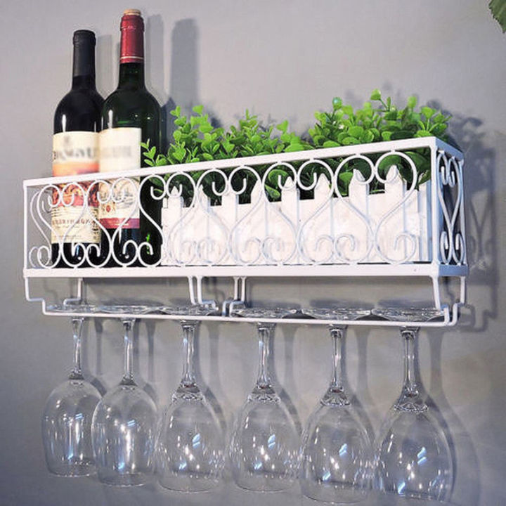 songduanshi Wall Mounted Iron Wine Rack Bottle Champagne
