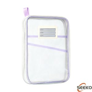 SK L-Shape Zipper Mesh File Bag Large Opening Handheld Document Pouch Student Stationery Organizer