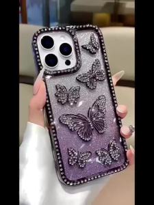 [ iPhone16 case ]Diamond Butterfly glitter Phone case iphone16 Pro Max 15 14 13 12 11 casing for iPhone case silicone soft shell TPU shockproof