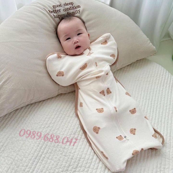 Nhộng chũn-quấn chũn-ủ chũn giúp ngủ sâu giấc cho bé sơ sinh có 2 size S, M