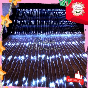 Lampu Air Terjun Waterfall Lighting LED 3x3 Meter Lampu Dekorasi Cafe Tirai Hujan