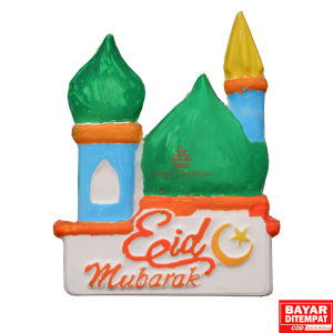Griya Cetakan Coklat Ornamen Dekorasi Idul Fitri Lebaran Eid Mubarak Masjid 4 Cavity Plastik