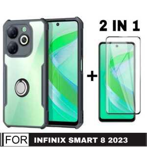 PROMO PAKET 2 IN 1 CASE INFINIX SMART 8 2023 / ZERO 5G 2023 / HOT 30 / HOT SMART 7 / HOT 30I / HOT  20 5G / INFINIX NOTE 12 2023 / HOT 12 PRO/NFC 2022 Ultra Slim Shockproof Transparent Premium Softcase Anti Fall CINCIN RINKG