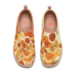 UIN Toledo I Womens Art Travel Shoes Canvas Flat Shoes Slip-on Loafers-Van Gogh Sunflowers