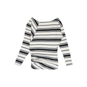 SLYQ SLASH STRIPE TUNIC TOP เสื้อแขนยาวปาดไหล่ลายขวาง ใส่เป็นเดรสได้