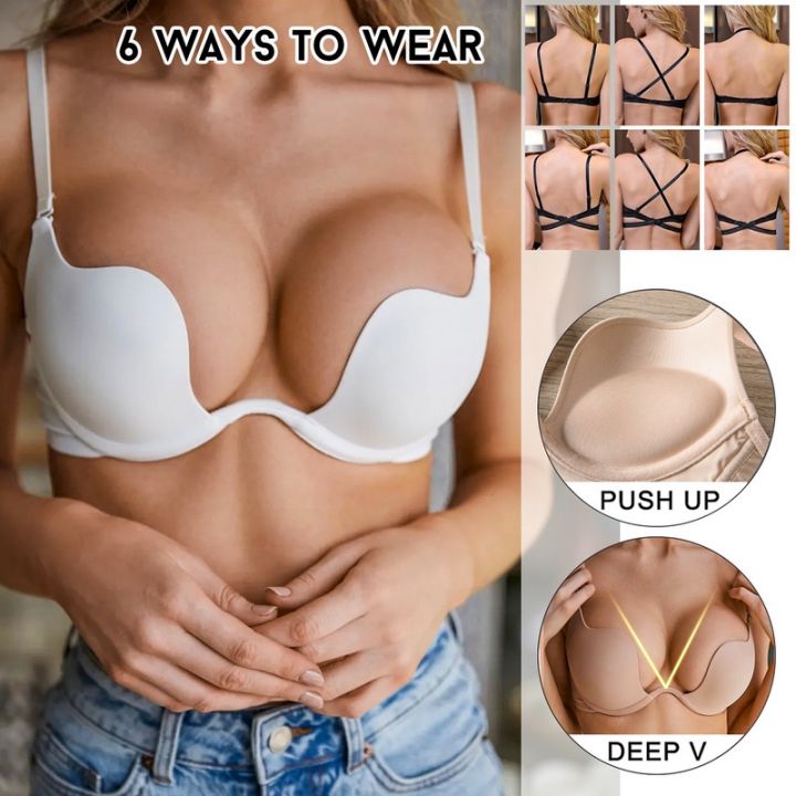 Low Back Bras for Women Sexy Deep V Neck Backless Bra Low Back Wireless  Lifting Bra with Convertible Strap Multiway Slim Casual - AliExpress