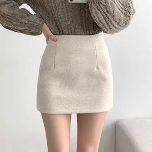 COD apricot woolen skirt hip skirt womens autumn and winter 2025 new model small versatile commuter woolen one-step skirt 2026 new product