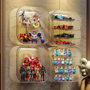 Fully Transparent Wall Acrylic Display Case Blind Box Popmart Figurines Storage with Rack Shelf