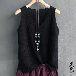 Loose Oversized Tank Tops for Womens Summer Knitted Ice Silk T-shirt Casual Sleeveless Bottomed Shirt