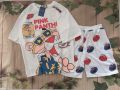 Set Đồ Bộ In Hình Chú Báo Hồng- the pink panther cartoon 3D Cute DB45-Lapi VN Áo+ Quần Đùi Vải Thun Cotton Thoáng Mát. 