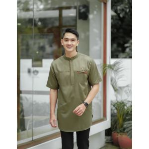 BAJU KOKO KURTA DEWASA LENGAN PENDEK MODEL HEDLONG MOTIF POLOS KATUN TOYOBO BRANDED BRANDED LUTHFI MUSLIM WEAR