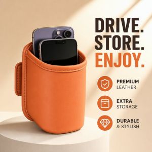 Leather Car Door Cup Holder Drink Organizer Storage Box Back Clip Vehicle Beverage Phone Tray