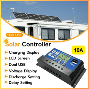 COD KIRIM CEPAT Taffware Solar Charger Tenaga Surya Controller Regulator LCD Dual USB 10A 12V 24V - W88-A