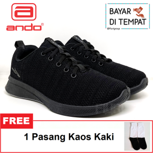 FIURI - Ando - SAGA 33-40 Full Hitam - Sepatu Kets Wanita - Sepatu Sneakers Wanita - Sepatu Olahraga Sport Wanita - Sepatu Casual - Sepatu Jogging Lari Fitness Gym Senam Wanita - Sepatu Anak Perempuan Cewek -Sepatu Sekolah Bertali SD SMP SMA