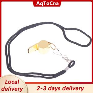 [COD] AqToCna Ship within 24 hours Gold Stainless Steel Rope Whistle Hanging Neck Outdoor Lifesaving Whistle