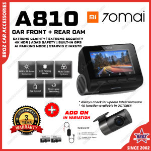 [New Launch] 70mai A810 4K Dash Cam Dual Vision Car Recorder with GPS ADAS UHD Resolution HDR Rear Recording Dashcam