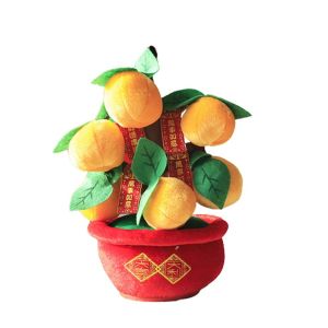 2026 新年装饰品摆件 Artificial Plants New Years Day Festive Atmosphere Flowers Bloom Rich Spring Festival Supplies Ornaments New Year Decorative Peach Blossom Tree Pot Simulation Plush Orange Tree Potted Orange Tree Realistic Peach Fruit Tree
