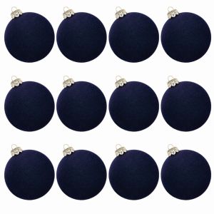 HUNIU HOUSE 12pcs Đổ xô  dây chuyền quả cầu giáng sinh bằng nhung 6cm Chống vỡ Đồ trang trí treo Cây giáng sinh Trang trí Giáng sinh vui vẻ Tái sử dụng Bóng trang trí Giáng sinh Quà tặng năm mới tại nhà