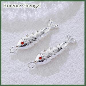 Hmeme Chinese Style Metal Fish Shaped Charms Pave Red Zircon Pendants For DIY Necklace Bracelet Earrings Jewelry Making Accessories