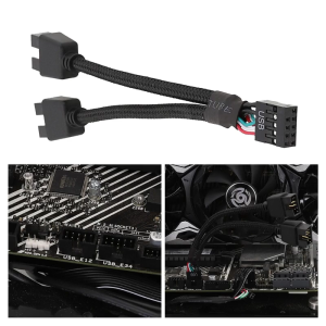 USB Expansion Cable for Computer Motherboard USB 9Pin Female to Dual 9P Male 1 to 2 Expander Cable Shielding Braiding
