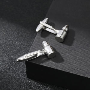 1Pair Trendy Personalized Cylindrical Shaped Cufflinks Casual Silver Red Versatile Metal Cuff Links Accessories Fathers Day Gift