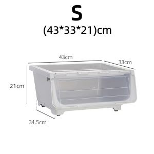 จัดส่งทันที🚚 กล่องพลาสติก ฝาสไลด์ กล่องฝาหน้า กล่องเก็บของ กล่องเอนกประสงค์เก็บของ วางซ้อนกันได้ ป้องกันฝุ่นและกันน้ำ