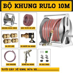 Bộ khung Rulo Inox cuộn đến 40m dây dùng để tưới cây vệ sinh rửa xe...