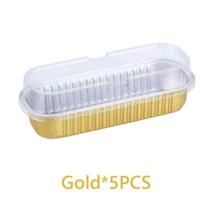 10pcs 200ml Aluminum Foil Baking Cake Box Rectangular Cheese Dessert Bread Packaging Cup With Lid