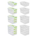 NAPKERY Nhiều lớp Hộp bút Di động Trong suốt Hộp tổ chức Bộ tổ chức bàn Có thể tháo rời Hộp nhựa Trường học. 