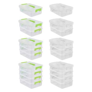 WUXU Portable Pencil Case Multi Layer Transparent Organizer Box Marker Pen Stackable Container School