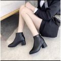 Giày Boot Nữ Giày Boot Cổ Thấp Gót Cao 5 Cm Siêu Đẹp Da Mềm Hai Màu Đen - Kem Trắng Hàng Cao Cấp Minhtushoes Shop.