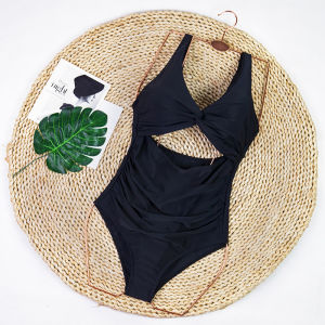 Màu trơn đồ bơi Châu Âu và gợi cảm Mỹ mới một mảnh rỗng sâu V một mảnh áo tắm trang phục đi biển