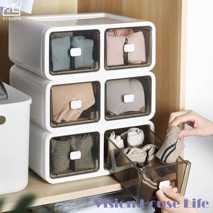 Stackable Bra Storage Solution Vision Drawer Type Underwear Storage Box Multi-layer Dividing Storage ...