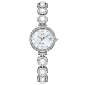 OLEVS 5635 Fashion Quartz Women Watch Gift Stainless Steel Watchband Round-dial Wristwatch Calendar
