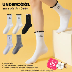 Combo 5 Đôi Tất Vớ Bèo Nhún Nơ 5 Mầu UNDERCOOL Cổ Cao Nữ Cotton Muối Tiêu Êm Ái Thoáng Khí CB-TC98