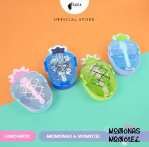 Kiara Lunch Box Momotel & Momonas Kotak Makan Anak Sekolah Karakter Wortel & Nanas Gratis Sendok Garpu 100% BPA Free dan Food Grade