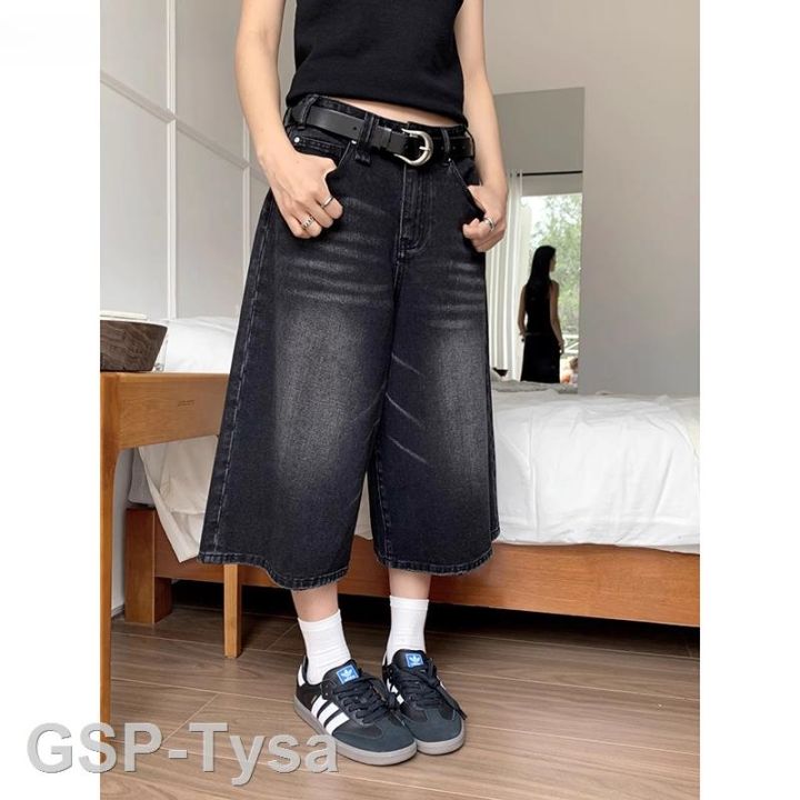 2023Tysa Y2K Mens Streetwear Breeches Korean Denim Wide Leg Trouser Short  Pants Jorts Bermudas Jeans Shorts Alt