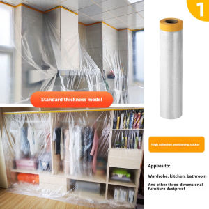 Electrostatic Masking Film Tape 270cm Pre-Taped Plastic Sheeting Easy Tear No Residue Paint Protection Spray