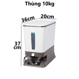 Thùng Đựng Gạo Thông Minh HOKORI nhựa VIỆT NHẬT 10kg 20kg Ca đong Nút Ấn 5338/9