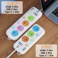 PAE รุ่นอัพเกรด ปลั๊กไฟ มอก แท้ มีUSB typeC 2300W รางปลั๊กไฟ สารหน่วงไฟ คุณภาพสูง ปลั๊กUSB ปลั๊กพ่วง ปลั๊กอเนกประสงค์ หัวชาร์จUSB. 