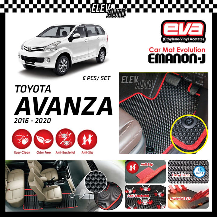 Toyota Avanza 20162021 EMANONJ Premium Car Mat Car Carpet (EVA) Red