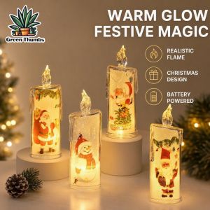 Led Flameless Candle Light Battery Operated Santa Snowman Elk Warm White Holiday Table Decor Gift