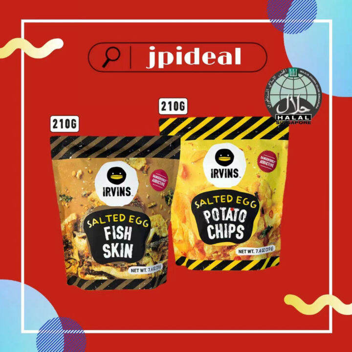 ♖HALAL Singapore Irvins Salted Egg Fish Skin Salted Potato Chips【Big ...