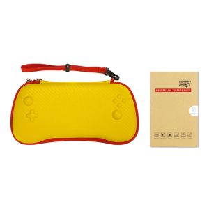 Large Capacity Storage Organizers Box & Clear Tempered Film for RG557 Gaming Console Pouch Carrying Bag Shockproof Case