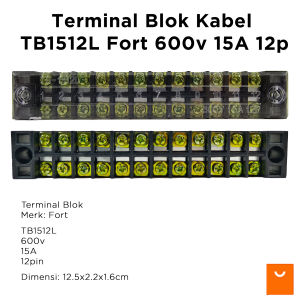 Terminal Blok Kabel TB1512L Fort 600v 15A 12p Terminal Blocks